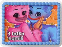 PROSTOKĄTNY OPŁATEK NA TORT A4 20x29CM - HUGGY WUGGY GRA + IMIĘ