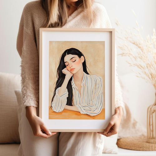 Plakat ilustracja dziewczyna w koszuli 21x29,7 cm A4 na Arena.pl