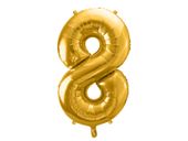 Balon foliowy cyfra 8 złoty 86 cm