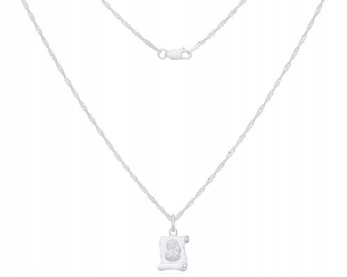 ŁAŃCUSZEK SREBRNY DLA DZIEWCZYNKI MEDALIK MATKA BOSKA + GRAWER dł.42 cm 925 na Arena.pl