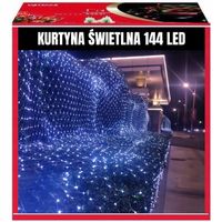 Siatka Świetlna Kurtyna Lampki Choinkowe Zewnętrzne 144 LED 2x2m Łączenie
