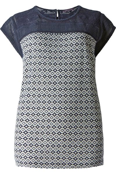 M&amp;S Bluzka Geometryczne Wzory, Koronka - 36 / S zdjęcie 1