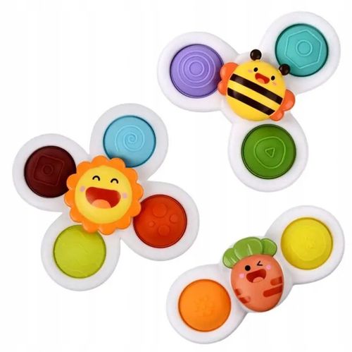 FIDGET SPINNER Z PRZYSSAWKĄ SENSORYCZNY OBROTOWY GRZECHOTKA KĄPIEL 3 SZTUKI na Arena.pl