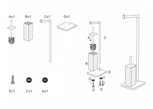 STOJAK NA PAPIER TOALETOWY CZARNY Z POJEMNIKIEM NA SZCZOTKĘ 2W1 na Arena.pl