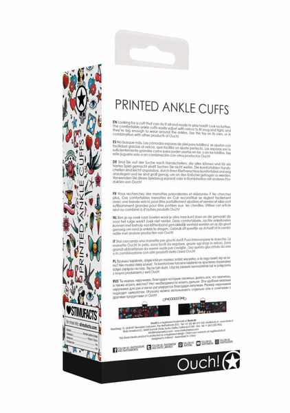 Printed Ankle Cuffs - Old School Tattoo Style - Black zdjęcie 7