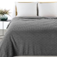 Koc narzuta LISA 130x170 stalowy żakardowy splot w pasy i bąbelki