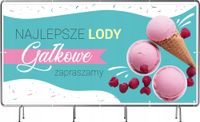 BANER REKLAMOWY 100x50cm z gotowego projektu LODY GAŁKOWE GOFRY plandeka