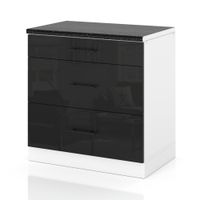Szafka Kuchenna Stojąca Z Blatem 3 Szuflady 80cm Spremium Czarny Połysk