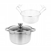 SOLIDNY Garnek DO GŁĘBOKIEGO SMAŻENIA INDUKCJA GAZ Z SITEM GAZ 22cm 4.5L