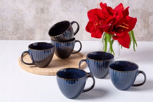 Filiżanki komplet 6 filiżanek do kawy Altom Design Reactive Stripes 450 ml na Arena.pl