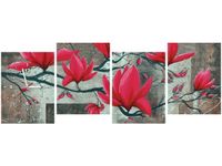45CM 120CM ZEGAR 4 ELEM FUKSJOWA MAGNOLIA ŚCIENNY