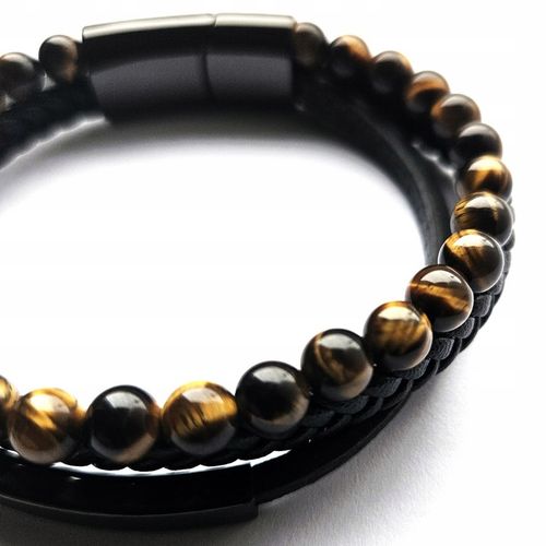 Bransoletka męska REGULOWANA 20-23CM TYGRYSIE OKO SKÓRA JAKOŚĆ VERSATILE na Arena.pl