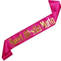 Sweet 40-stka + imię - różowa szarfa ze złotym nadrukiem