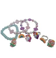 zestaw 3 kolorowych bransoletek i pierścionków