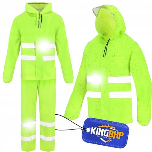 Ubranie PRZECIWDESZCZOWE ODBLASKOWE Lekki Komplet KURTKA + SPODNIE Hi-VIS na Arena.pl