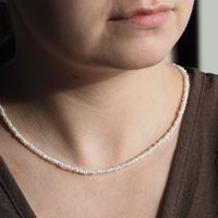 Naszyjnik - Białe Perły hodowane i srebro złocone