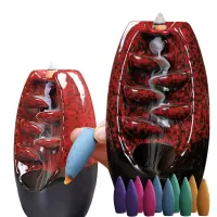 Kominek zapachowy ceramiczny wodospad kadzidło aromaterapia + 10 knotów