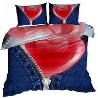 Pościel 3D bawełna satyna 160x200cm SERCE