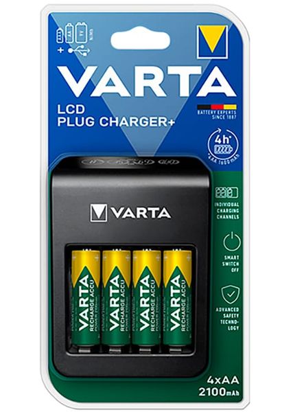 Ładowarka lcd plug +4x AA 2100mAh Varta zdjęcie 1