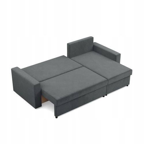 KANAPA NAROŻNIK NEO CIEMNY SZARY Nowoczesny Rozkładana KRONOS VELVET BONELL na Arena.pl