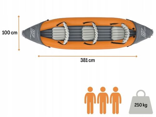 Kajak 3 osobowy Rapid Bestway 65132 Pompka Wiosła Torba NOWY MODEL 2024 na Arena.pl