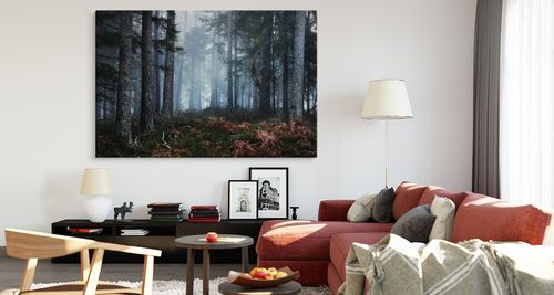 Obraz Ścienny Do Salonu Sypialni Las We Mgle Natura Pejzaż 70cm x 50cm na Arena.pl