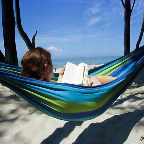 Hamak ogrodowy XXL 265x155cm | 2-osobowy, z pałąkami + torba na Arena.pl