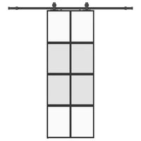 Drzwi przesuwne z zestawem okuć czarne 76x205cm szkło hartowane