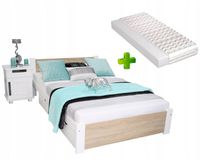 Łóżko 3D 120x200 białe + dąb SONOMA stelaż MATERAC