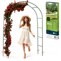 Pergola ogrodowa metalowa zielona łuk na kwiaty róże 240x140cm + kotwy