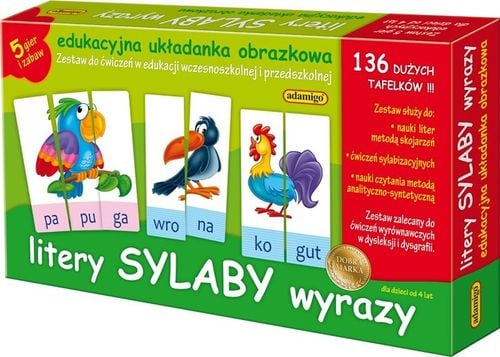 ZESTAW GRA LITERY SYLABY EDUKACYJNA UKŁADANKA na Arena.pl
