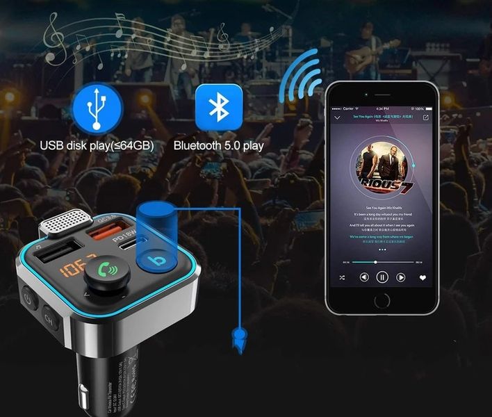 TRANSMITER BLUETOOTH FM MP3 ŁADOWARKA ODTWARZACZ TRANSMITER BT AUDIO zdjęcie 8