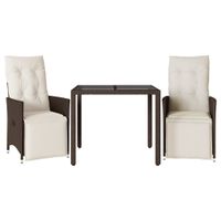 3-cz. zestaw ogrodowych mebli bistro, brązowy, polirattan