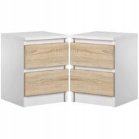 Komplet Szafki Nocne Stolik Do Sypialni Pari 2 Szuflady Biały Sonoma