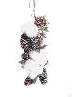 Zimowy Stroik-Zawieszka z Szyszkami i Kwiatami Bawełny / SZYSZKI / BAWEŁNA
