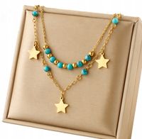 Złoty Celebrytka Damski Boho Pozłacany Naszyjnik 18K Stal Chirurgiczna 316L