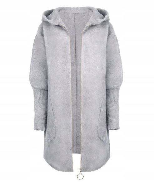 PŁASZCZ ALPAKI KURTKA ZAMEK WEŁNA SUWAK SZARY zdjęcie 2