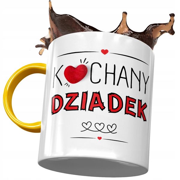 Kubek Żółty Dla Dziadka Na Dzień Dziadka Prezent Z Nadrukiem Ze Zdjęciem zdjęcie 1