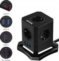 LISTWA ANTYPRZEPIĘCIOWA KOSTKA OCHRONNA 8w1 !! 5 GNIAZDEK + 2 USB-A + USB-C