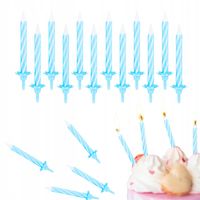 ŚWIECZKI URODZINOWE NIEBIESKIE NA IMPREZĘ URODZINOWĄ DEKORACJA 24 SZT
