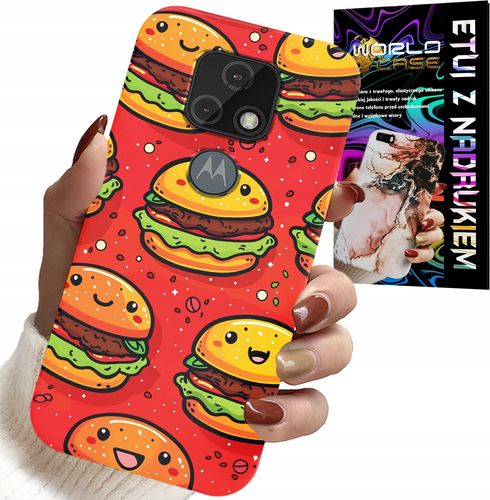 ETUI DO MOTOROLA MOTO E7 PLUS - SŁODKIE UŚMIECHNIĘTE BURGERY POKROWIEC na Arena.pl