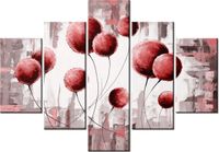 70 100CM OBRAZ 5 ELEM ABSTRAKCYJNE DMUCHAWCE CZERWIENI DRUK PŁÓTNO