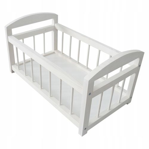 DREWNIANA KOŁYSKA ŁÓŻECZKO DLA LALEK BIAŁE POŚCIEL ELFIK NA PREZENT POKÓJ na Arena.pl