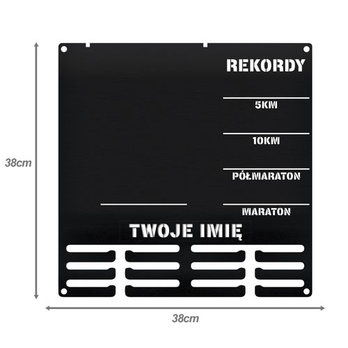 Wieszak na medale i numery startowe REKORDY BIEGOWE RUN twoje imię  334.1 na Arena.pl