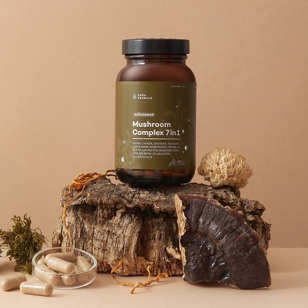 Aura Herbals Mycodrop, Mushroom Complex 7 w 1 - 60 kaps. zdjęcie 2