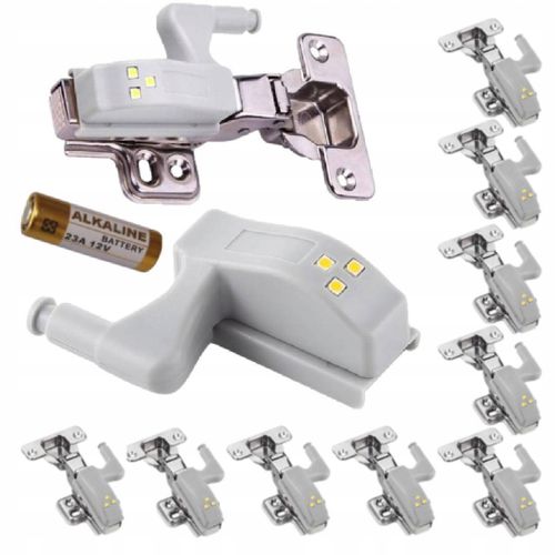 10x LAMPKA LAMPKI DO SZAFKI SZAFY NA ZAWIAS ZAWIASY DRZWI 3LED + BATERIA na Arena.pl