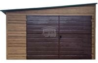 Garaż blaszany 4x7m Brama dwuskrzydłowa okno drewnopodobny dach  GP519