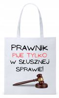 Dla Prawnika Adwokata Torba Eco Biała Shopper Z Nadrukiem Ze Zdjęciem