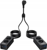 Podwójna listwa zasilająca Przedłużacz 2x2m z AC, USB-A, USB-C, 250V