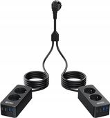 Podwójna listwa zasilająca Przedłużacz 2x2m z AC, USB-A, USB-C, 250V